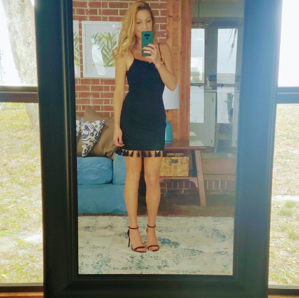 ONLY 2 LEFT 😱 black tassel dress